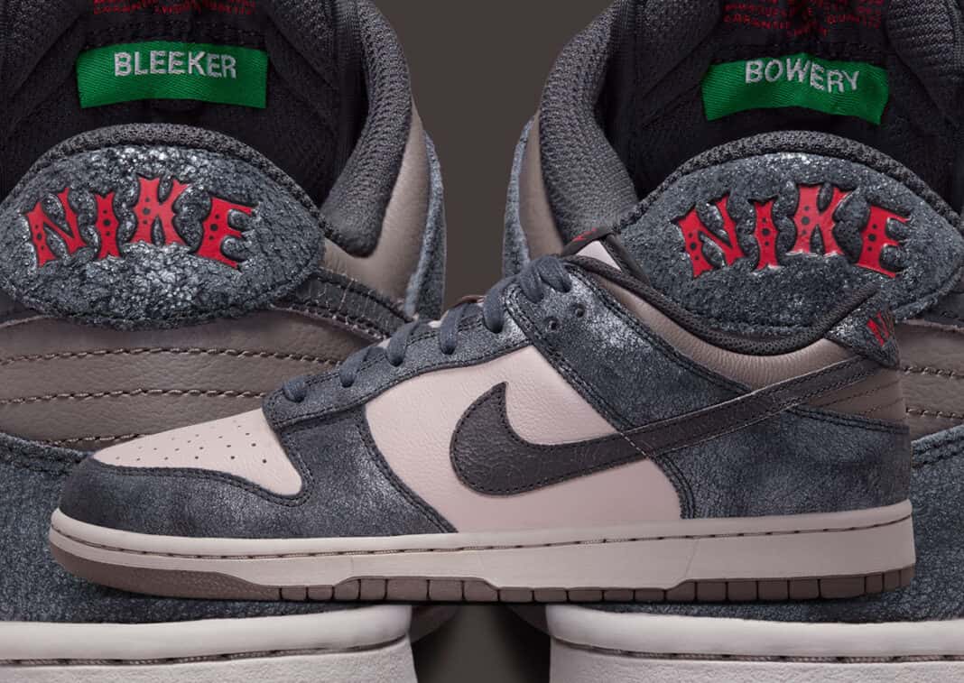 Nike Dunk Low CBGB con upper distressed en Metallic Silver y Off Noir