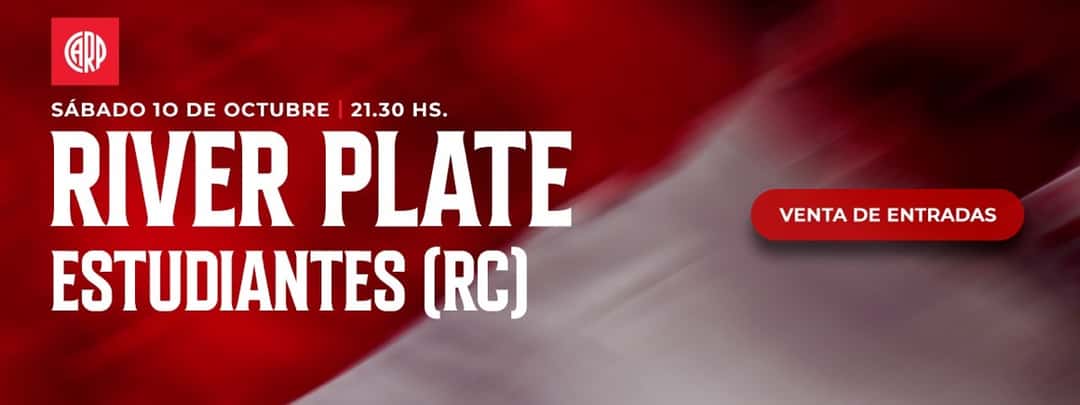 Afiche oficial de River para la venta de entradas del partido ante Estudiantes de Río Cuarto, con la fecha del sábado 10 de octubre a las 21.30 (imagen difundida por River Plate)