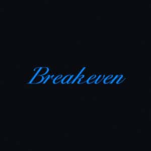 Portada de «BREAK EVEN», de ILLIT: el nombre del disco escrito en letras cursivas azules sobre fondo negro