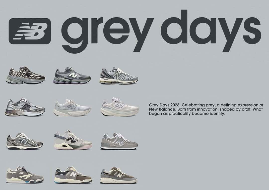 Detalle de la colección New Balance Grey Days 2026