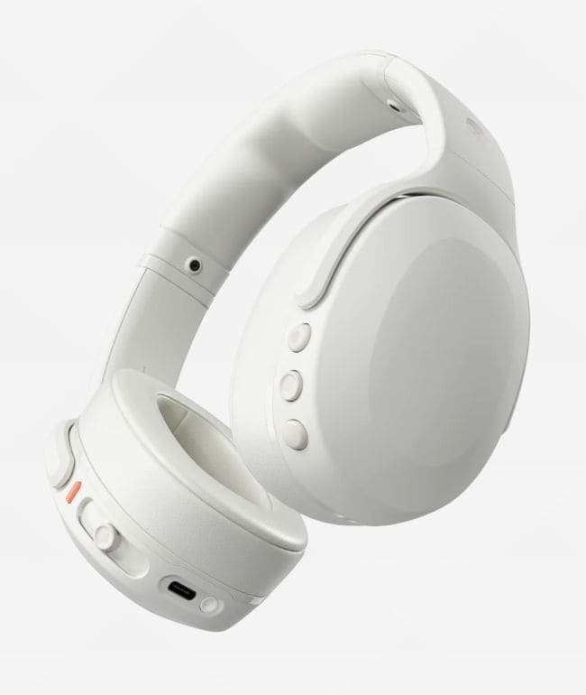 Audífonos inalámbricos de diadema Skullcandy Crusher Evo en color blanco hueso con botones en la copa